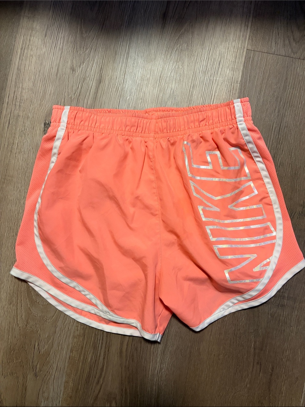 Nike Women’s Coral Athletic Running Shorts with White Trim